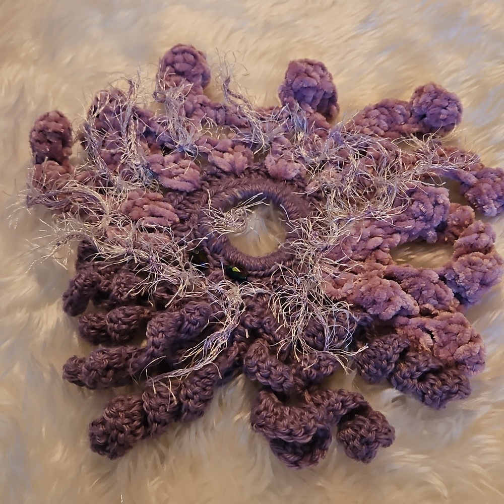 Handmade Sea Swirl Scrunchie Octopus Jellyfish Crochet Hair Elastic